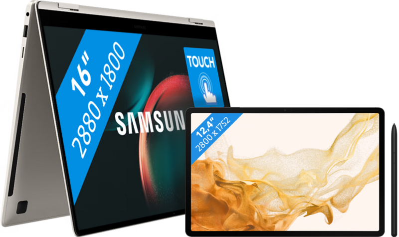 Aanbieding Samsung Galaxy Book3 Pro 360 NP960QFG-KB1NL  + Galaxy Tab S8 Plus - 6095614116166 - Samsung
