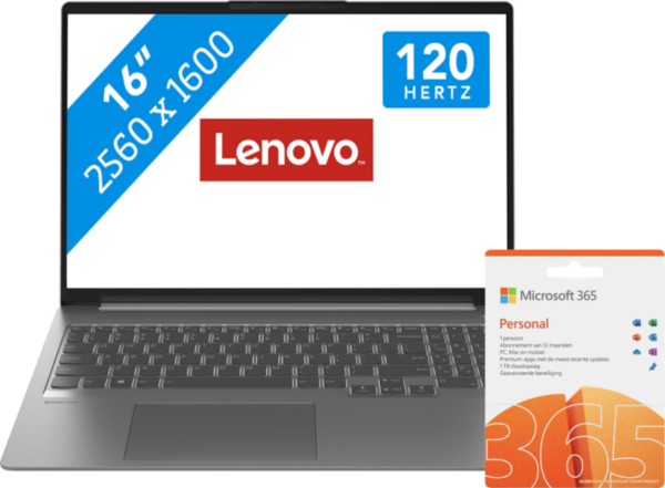Aanbieding Lenovo IdeaPad 5 Pro 16ACH6 82L500VLMH + 1 jaar Office 365 Personal - 6095609794799 - Lenovo