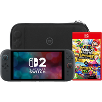 Koop Nintendo Switch 2 + Super Mario Party Jamboree + BlueBuilt Beschermhoes - 6151124431431
