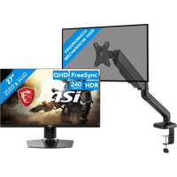 Koop MSI MAG 271QPX QD-OLED E2 + BlueBuilt Monitorarm Gasveer voor 1 Monitor - 6151138763788
