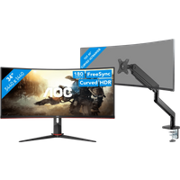 Koop AOC CU34G2XP/BK + BlueBuilt Monitorarm Mechanische Veer voor 1 Ultrawide Monitor - 6151138818853