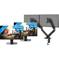 Koop MSI MAG 271QPX QD-OLED Duo Pack + BlueBuilt Monitorarm Mechanische Veer voor 2 Monitoren - 6151138839841