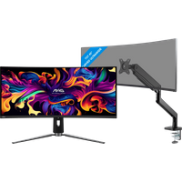 Koop MSI MAG 341CQP QD-OLED + BlueBuilt Monitorarm Gasveer voor 1 Monitor - 6151138810857