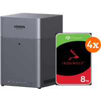 Koop UGREEN NASync DH4300 Plus + Seagate Ironwolf 8TB 4-Pack - 6151143678626